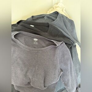 Old Navy Thermal Long Sleeve Medium Bundle of 3 Women's Gray Blue Black